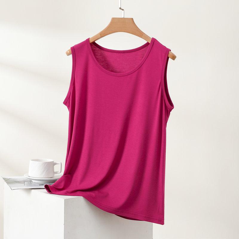 Sommer Damen Locker Ärmellos Modal Tanktop Breites Schulterdesign Achselglättend Leicht Lässig Zum Layering Innen Camisole Basis Top