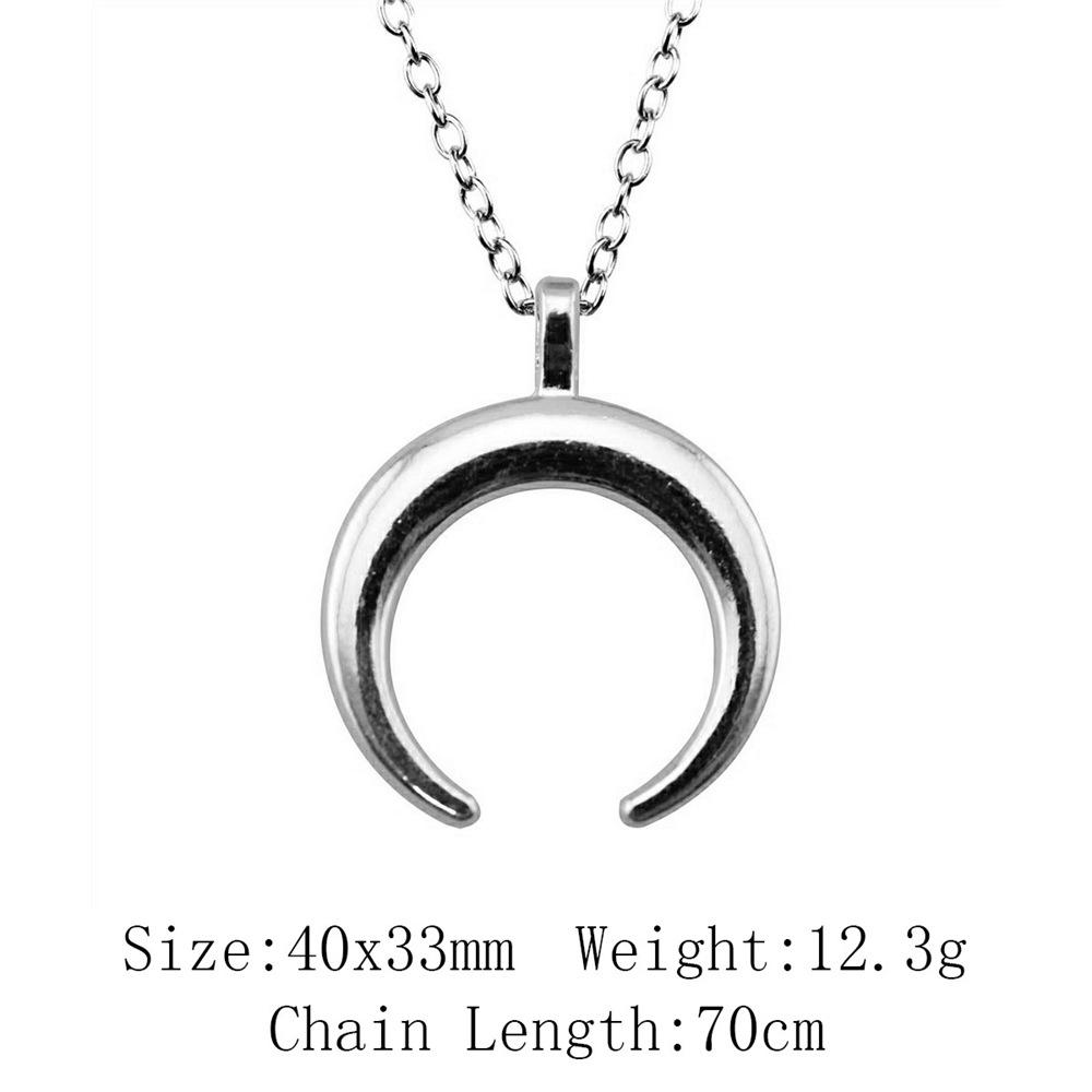 Punk Witch Horn Crescent Pendant Necklace For Women Men Half Moon Necklace Crescent Lune Necklace