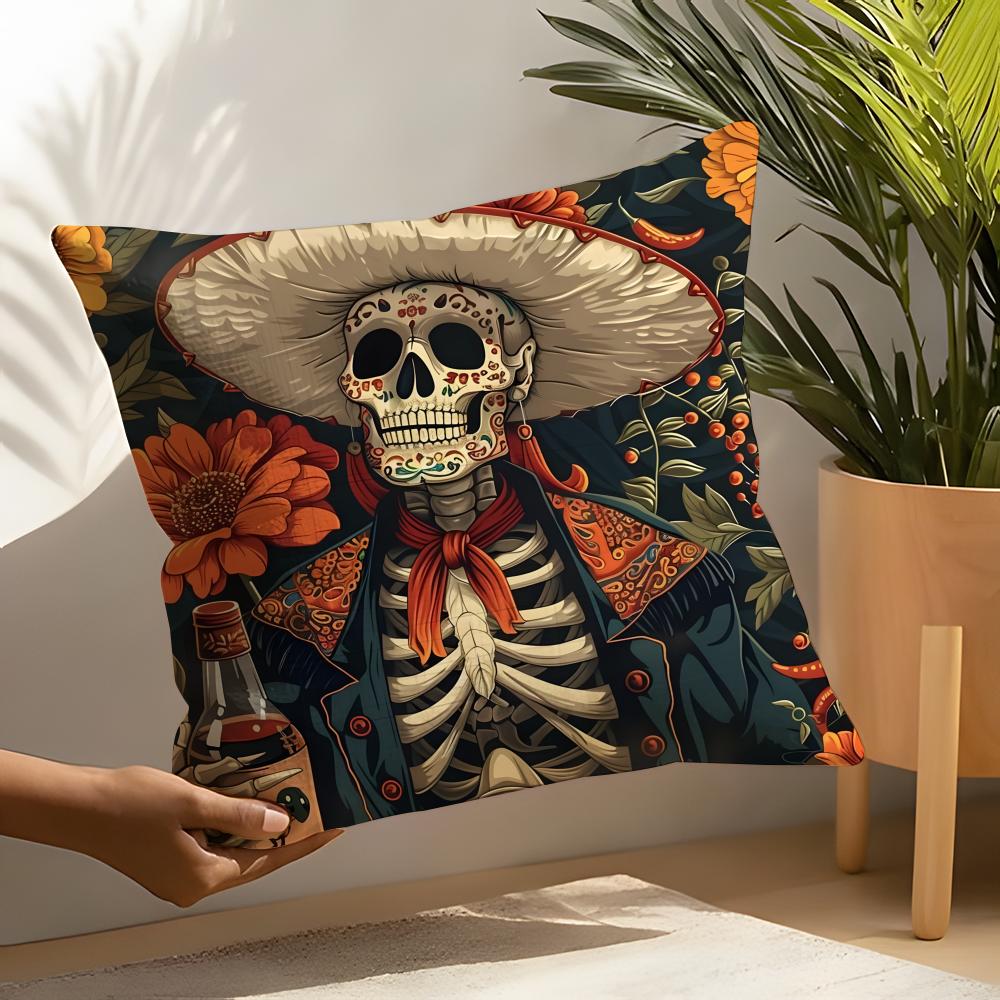 Festival Day of the Dead Art Pillow Case Linen Cushion Covers For Decorative Sofa Home Pillows Case Car Chair Pillows Cases