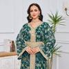 Women's Evening Gown: Stylish Long Dress Featuring Textured Floral Patterns and Gold Foil Accents