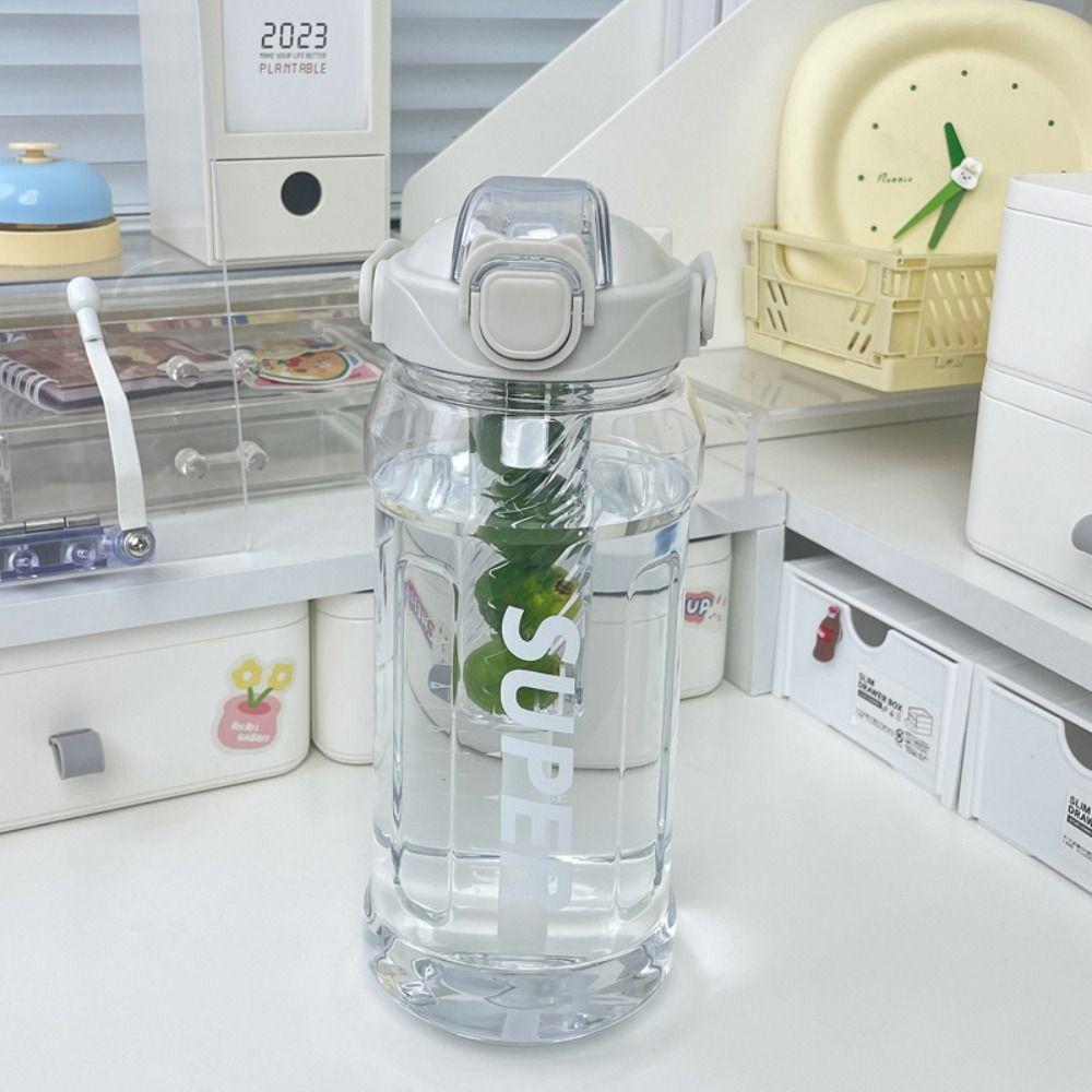 

Bounce Lid Transparent Sports Water Cup with Straw Large Capacity Sports Kettle Summer белый