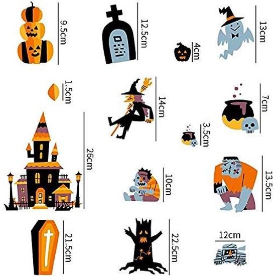 LOKIPA Halloween decorations static stickers removable non-staining 135pcs included electricity seals window small items room decor interior glass