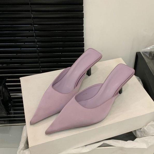 2025 New Womens Slippers Pointed Leopard Print Thin-heeled Slippers Luxury High-heeled Single Shoes Women Muels Slippers