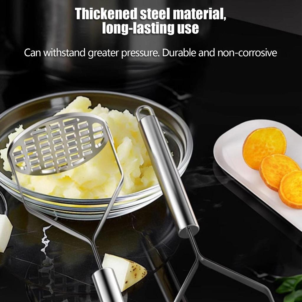 Stainless Steel Manual Potato Masher & Fruit Press for Kitchen Kids - Food Crusher Tool
