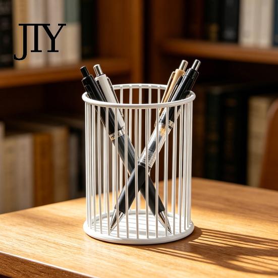 Open Frame Pen Stand Metal Holder, Nordic Desk Organizer for Makeup Brushes, Anti-oxidation Anti-Rust Multifunctional Storage Basket Pencils