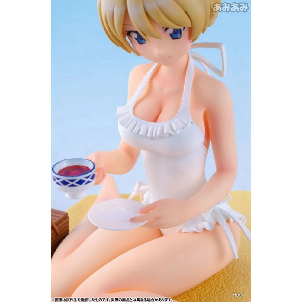 9CM Anime Girls und Panzer Darjeeling Figure Beach Queens 1/10 Swimsuit Scene Model Toy Doll Action Figure PVC Gift