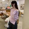 Korean Lazy Style One-word Shoulder Foreign Style Inner Fit Slim Knitting Women's Autumn and Winter Slanted Shoulder Advanced Design Sense