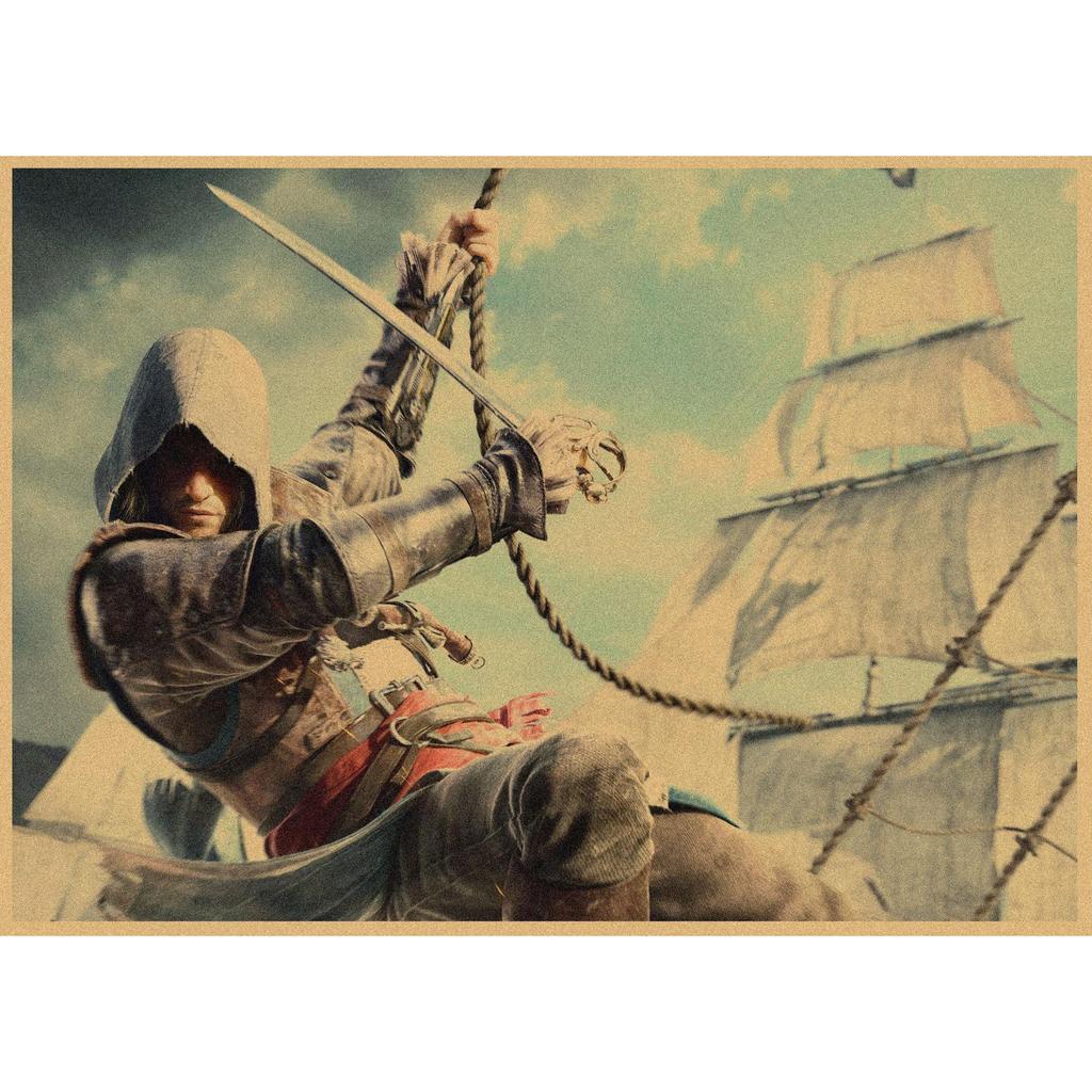 Assassin's Creed Retro Kraft Paper Wall Poster Mural 250