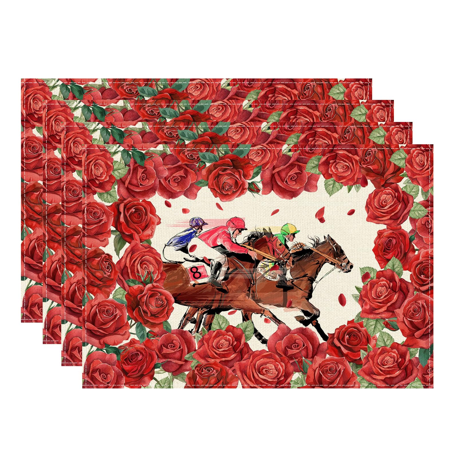 

Kentucky Roses Horse Rcing Placemats Set of 4 Table Mats for Party Home Kitchen Dining Table Decorations 12x18 Inch Placemats Set of 4 （12x18 Inch）