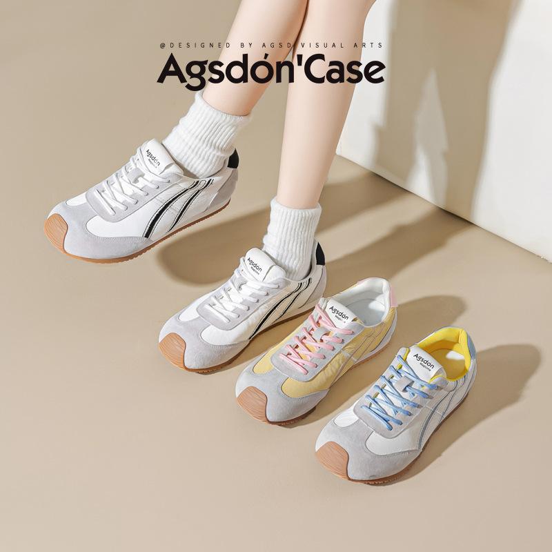 Augustus Den dopamine German training shoes women's 2025 new spring and summer casual flat-bottomed Forrest Gump sports little white shoes