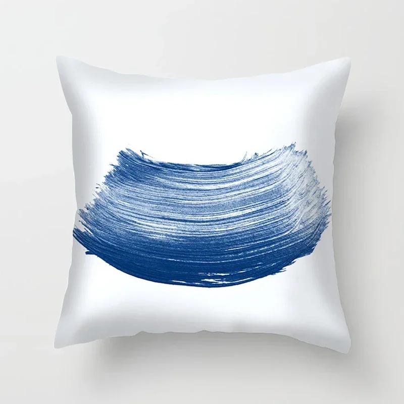 1Pcs Blue Pattern Cushion Cover Polyester 45*45Cm Pillowcase Cojines Decorativos Para Bedroom Sofa Home Decor Pillow Cover