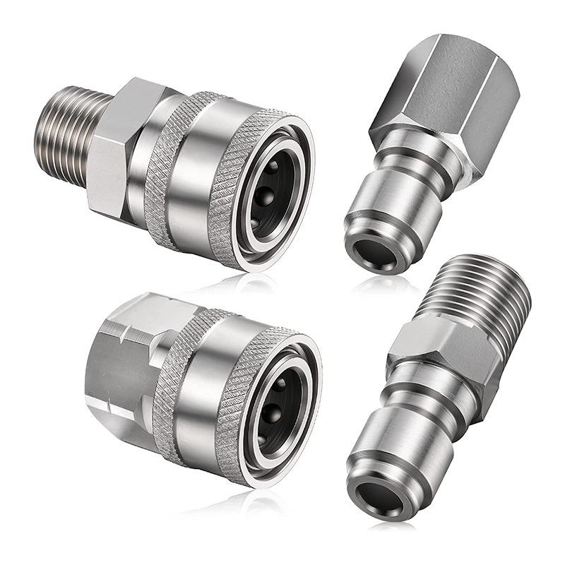 Stainless Steel NPT 3/8 Quick Connect Adapter Set for Pressure Washer and PA Bottle