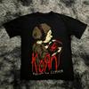 T-shirt in Cotone Stampata Korn Follow The Leader Double-Sided Metal Band Tee Top Oversize per Coppia Uomo e Donna