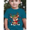 Christmas Children's T-Shirt Cartoon Deer Print Girl Clothes Cute Cartoon Pullover Tees Boy Top Casual Loose Children's Clothing