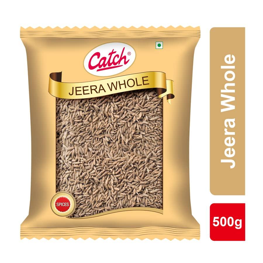 Catch Cumin Whole Jeera Seeds Premium Quality 500g Pack for Cooking, Spices, Curries, Vegetables, and Global Cuisine