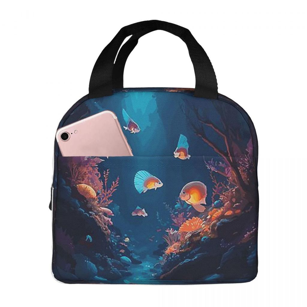 Underwater World Tropical Fish Insulated Lunch Bag for Women Office Cooler Thermal Food Box Tote Leakproof Lunch Boxes Container