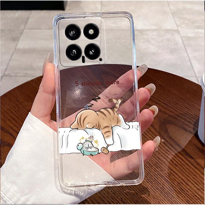 For Xiaomi Mi 14 / 14 Pro Clear Case Luxury Cute Love Rabbit Funny Ultra Slim TPU Silicone Soft Back Cover For Mi14 14Pro Casing