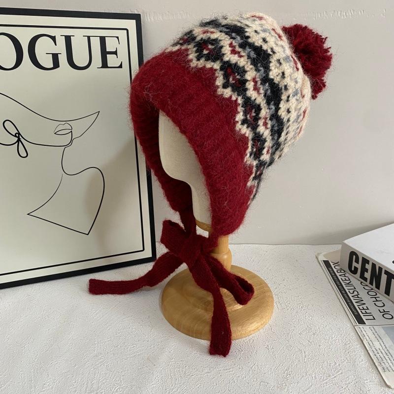 

JYL TS DIY Fair Isle Beanie Women Winter Fleece Warm Ski Hat Acrylic 1222Mao12695 ультрамарин синий