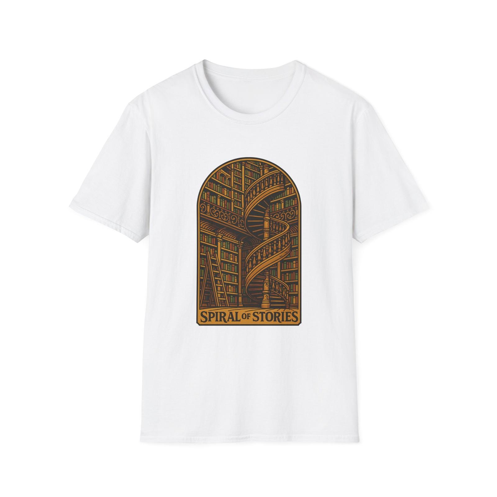Unisex Softstyle T-Shirt Mens Womens Tees Top Spiral Library Neo Vintage Illustratio books S
