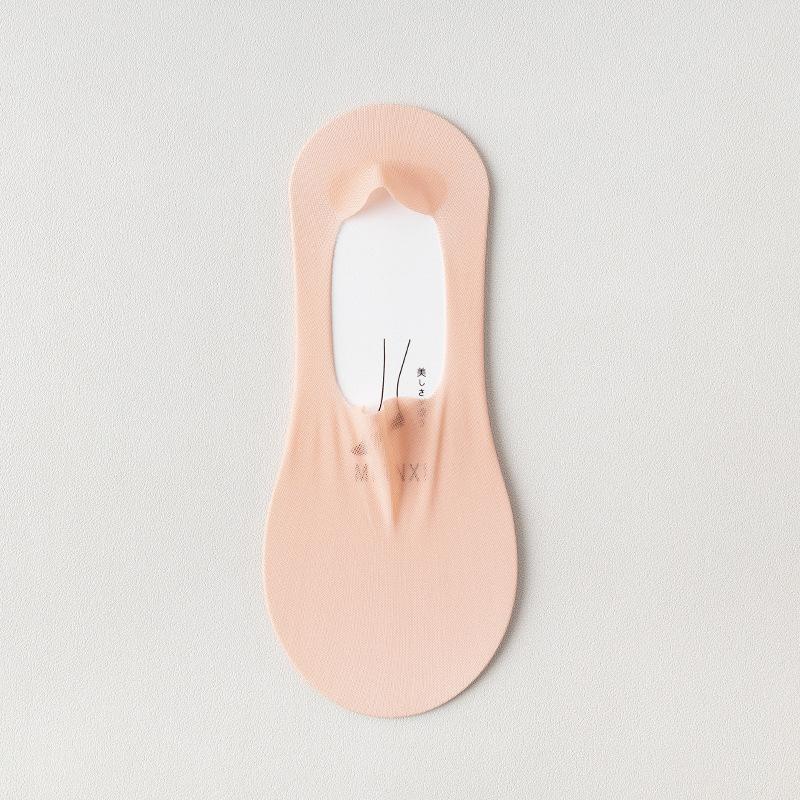 Summer Thin Boat Socks for Women, Solid Color, Versatile, Mesh Breathable, Shallow Mouth, Invisible Socks, Silicone Anti-drop, 100 Cotton Short Tube