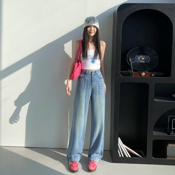 2025 Women s Retro Drapey Wide-Leg Tencel Jeans XL