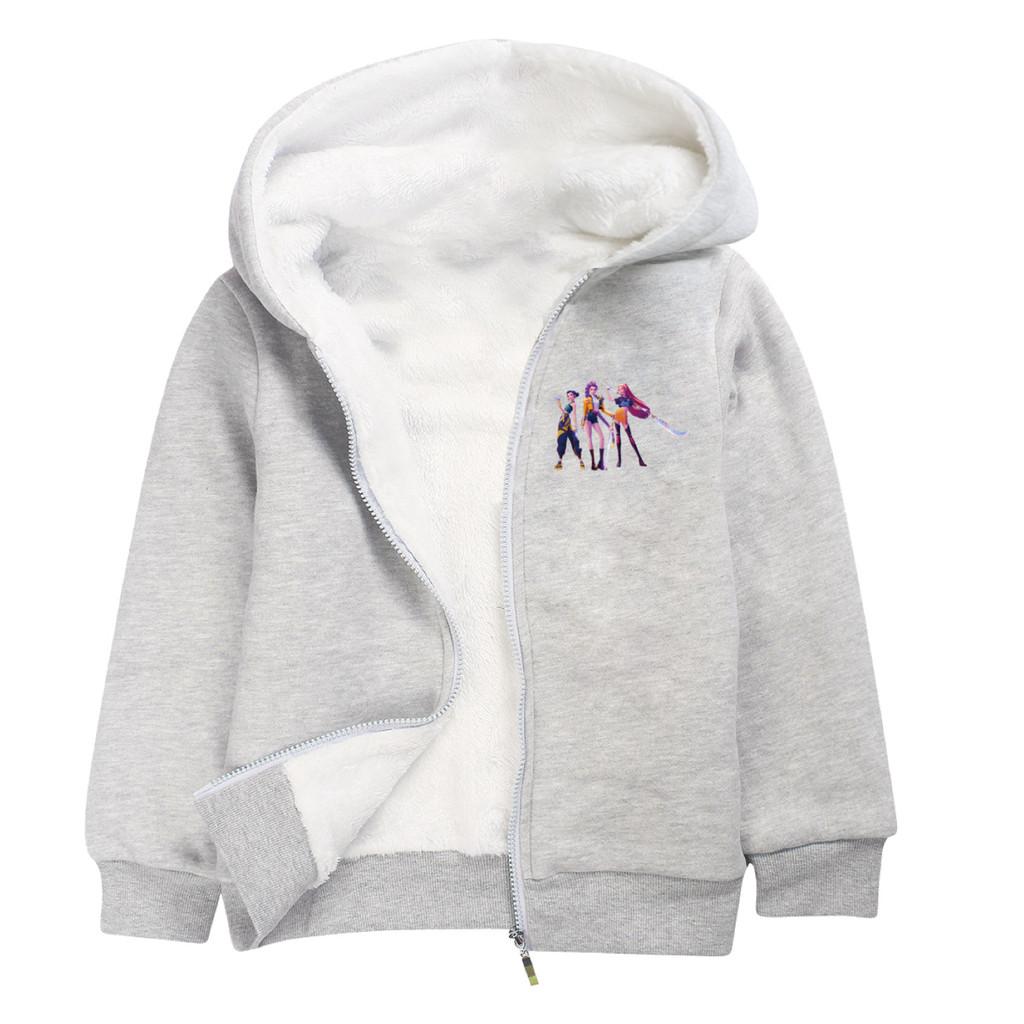 5049 Kinder Mädchen Kpop Zoey Mira Rumi Goldener Aufdruck Lässige Langarm Samt Warme Winterjacke