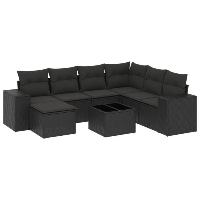 VidaXL Garden Lounge Set with Cushions 8 Pcs, Patio Sofas, Patio Furniture Set, Outdoor Furniture, Black 3222904