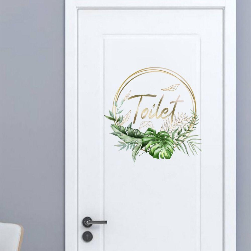 Self-Adhesive Toilet Plant Signage Sticker Waterproof WC Door Decor Toilet
