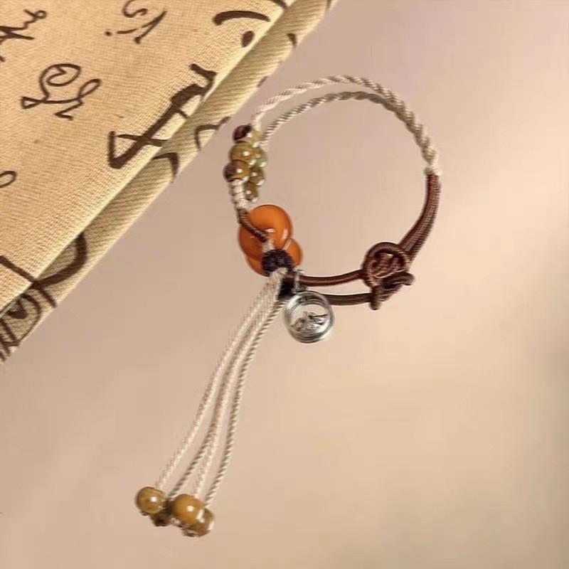 Distinctive Chinese Modern Amber Peace Knot Bracelet Handcrafted Women For