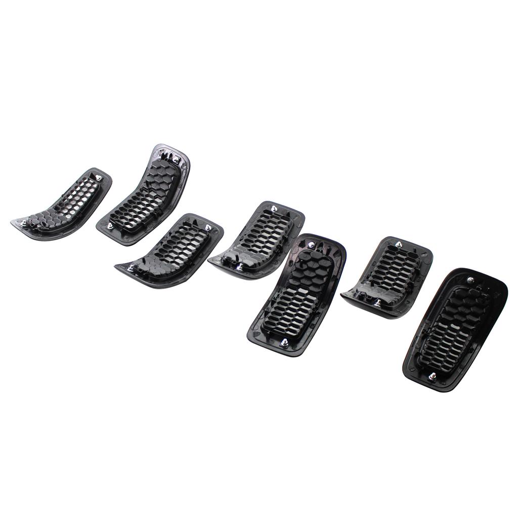 7PCS Grille Covers ABS Painted Glossy Black Replacement for Jeep Cherokee 2014 2018