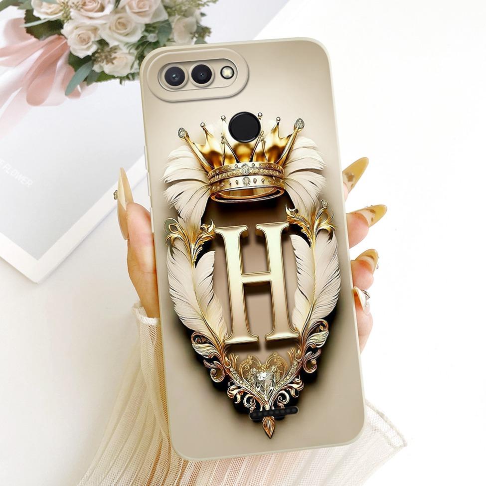 Cover For Redmi 6 Case Luxury A-Z Letters Fashion Crown 2D Painted Silicone Phone Casing M1804C3DG M1804C3DH M1804C3DI