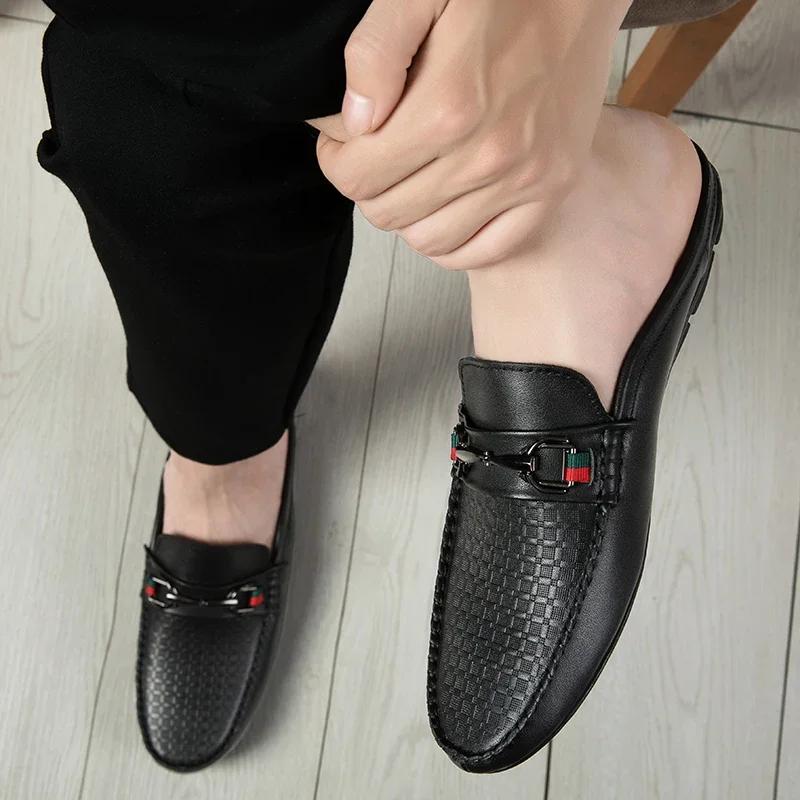 Pánské boty Muller Italské pánské pantofle Pravá kůže Mokasíny Ležérní pánské boty Venkovní Protiskluzové Poloviční pantofle Pánské Univerzální
