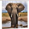 Bathroom Shower Curtain 72x72 Inch Waterproof Fabric Shower Curtains with 12 Hooks African Wild Animals Elephant Bath Curtain Se