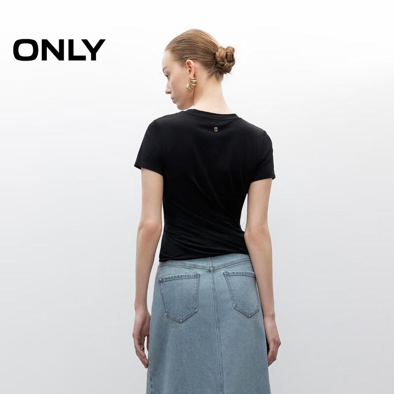 ONLY Women's Solid Round Neck Short Sleeve T-Shirt