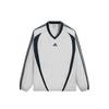 For Adidas Football Pinstripe Long Sleeve V-Neck White Men Tops AAKA5843