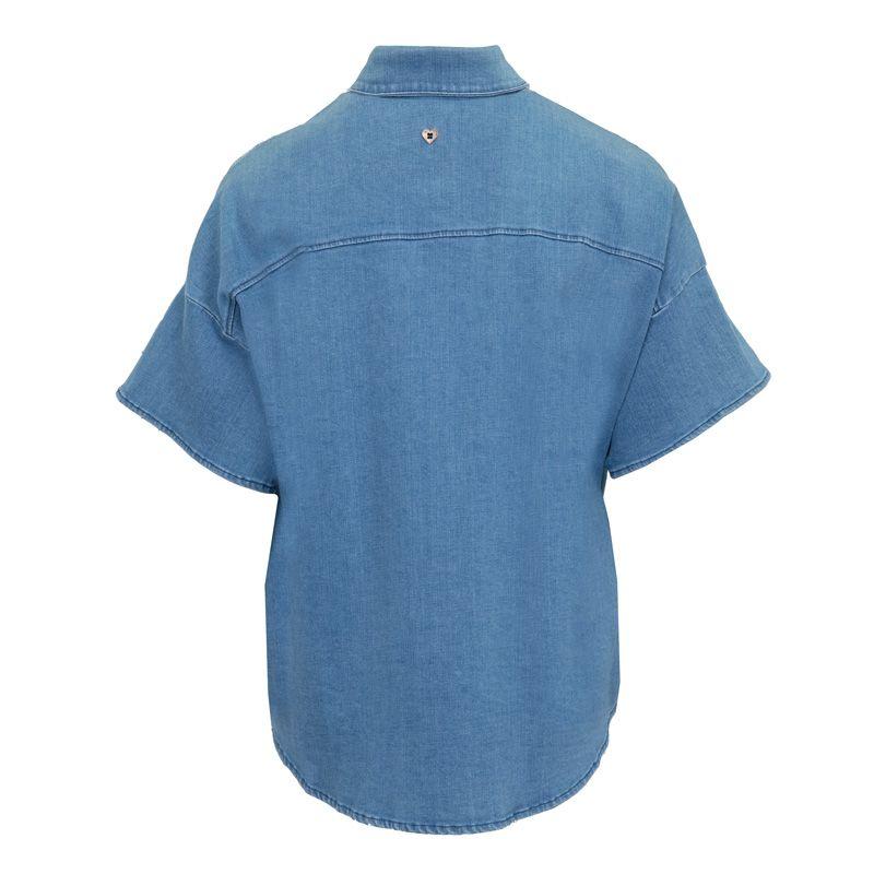 Chemise manches courtes bleue jean denim Femme PLEASE