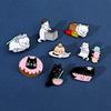 Broche de chat mignonne et créative chat donut mignon chaton ballon attaché chat gâteau fait badge métallique