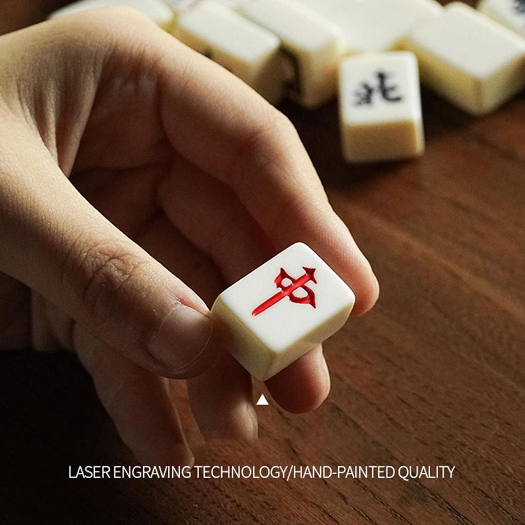Mahjong Game Set 144 Engraved Portable Mini Tiles For Family Gathering For Chinese Style Game Play Family Friends Gathering