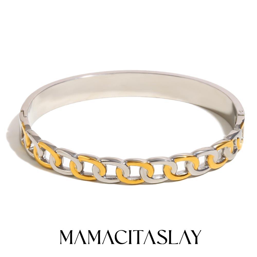 MamacitaSlay Creative Cool Stainless Steel Geometric Open Bracelet Party Popular Waterproof Wrist Jewelry High Quality Jewelry