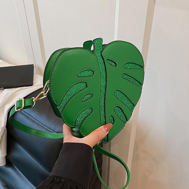 Leaf Shape Crossbody Bag Creative Brand Fashion Design Women Multiple Colors Elegant Mini Handbag Messenger Bag AVE