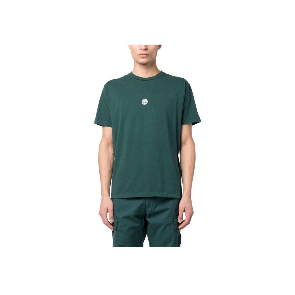 STONE ISLAND Logo Printed Crewneck T-Shirt Bottle Green Men Tops 78152NS86-V0053