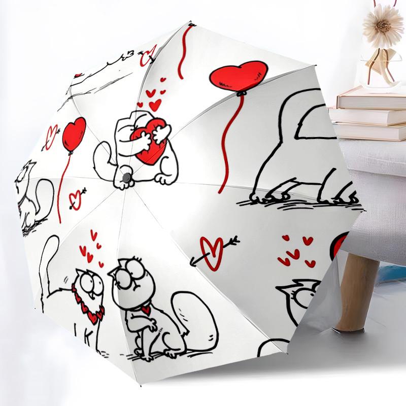 1pc Love Cats Open/Close Folding Umbrella, All- Portable Umbrella for & Men, Stylish Accessory (Holiday Gift) 8-Rib yy251213157
