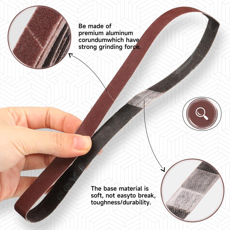 50PCS 13X457mm Sanding Belts, 40-400 Grits 1/2' X 18' Aluminum Oxide Abrasive Belts for Air Belt Sander Welding Spot Grinding