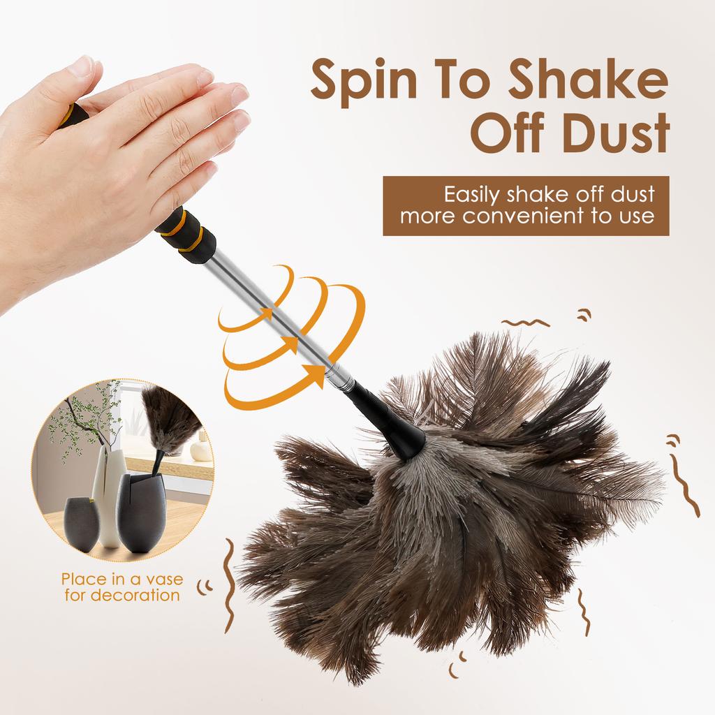 Extendable Ostrich Feather Duster Anti Static Reusable Cleaning Tools Household Furniturer Dust for Cleaning Ceiling Fan