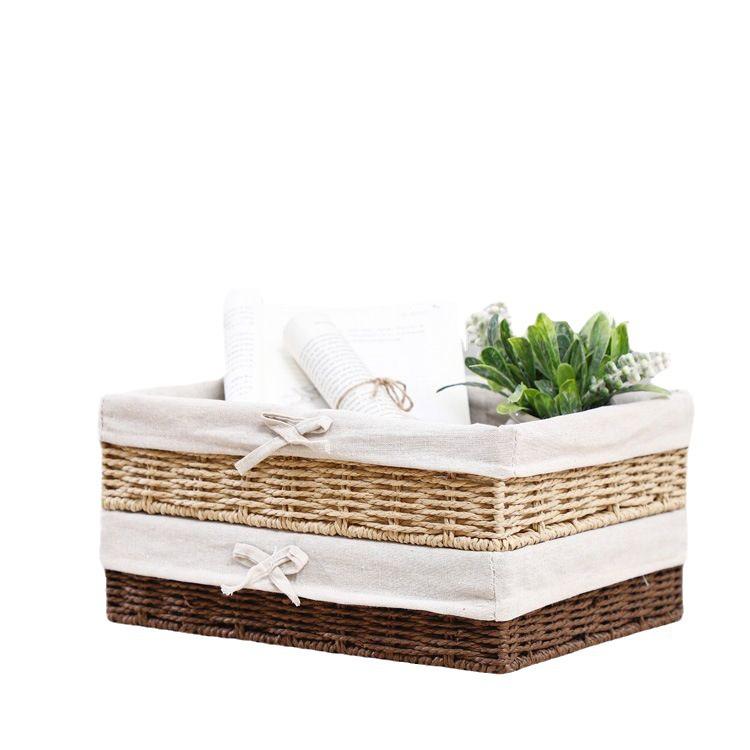 Handmade Rattan Paper Rope Storage Basket for Home Organization