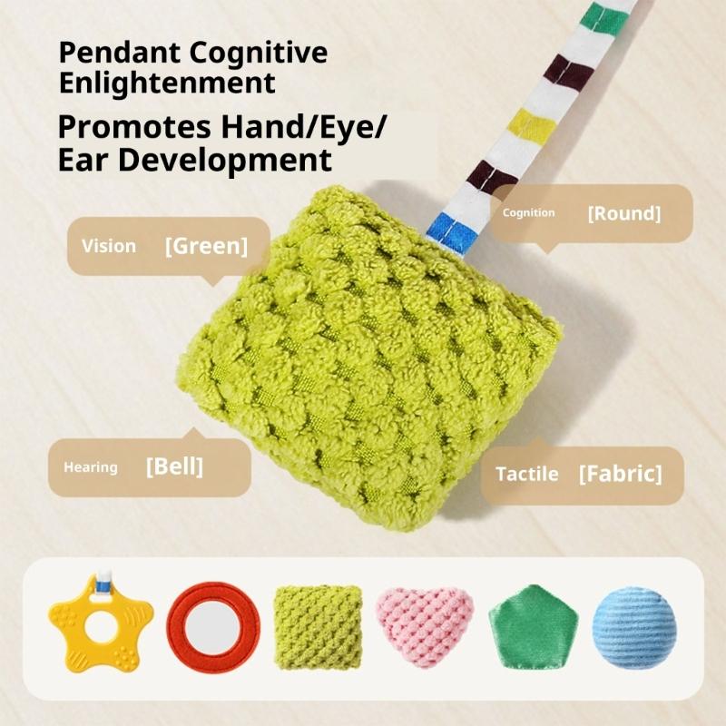 High Contrast Sensory Toy For Infants Plush Animal Hanging Rattle With Detachable Hooks For Stroller Crib