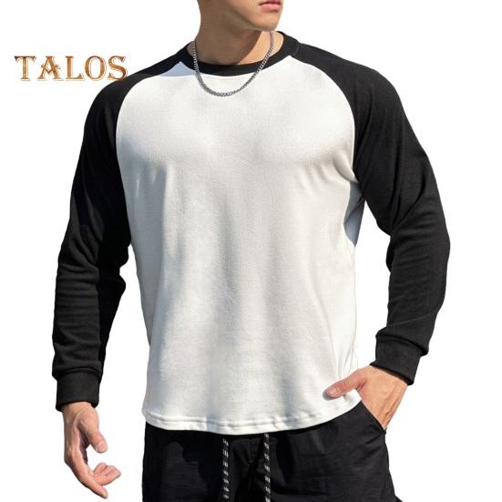 

Осень-зима Мужской топ-топ облегающего кроя с о-образным вырезом в стиле пэчворк, эластичный свитер с длинными рукавами, средней длины, для фитнеса, тренировок, бега, повседневной носки, рубашка S чёрный