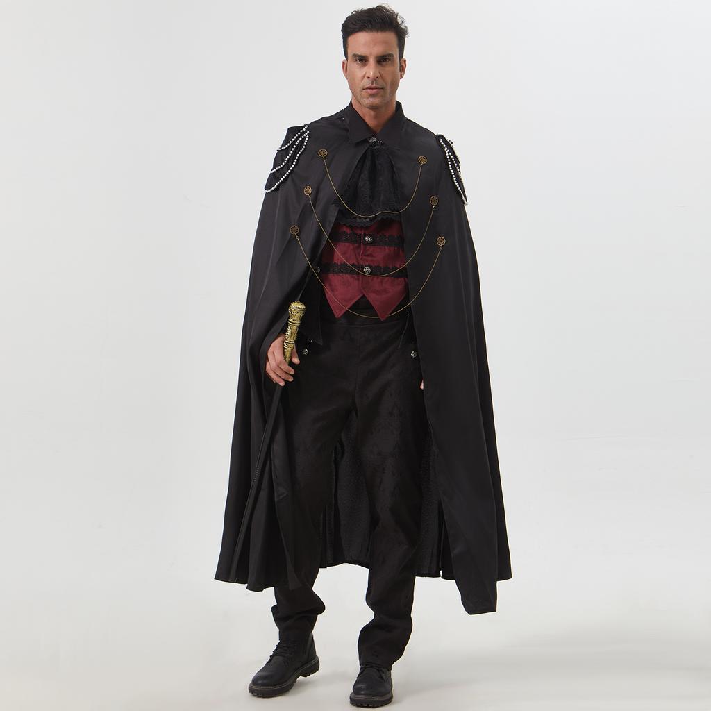 Medieval Retro Royal Cape Plus Shoulder Pads Men's and Women's Bead Curtains, Gear Chains, Hooded Capes, Performance Clothes