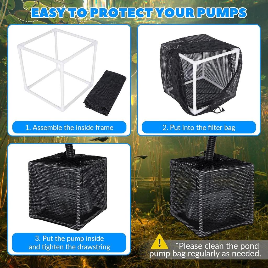 Pond Filter Bag Anti Clogging Mesh Water Pump Barrier Bag Outdoor Pond Pump Filter Basket for Waterfalls Fountains