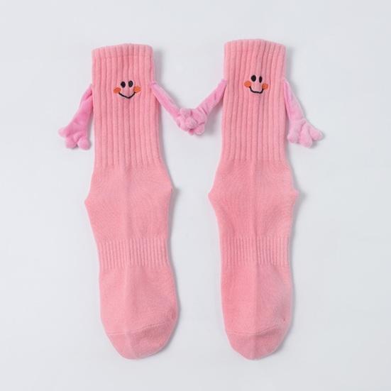 Chaussettes Visage Souriant pour Femmes Chaussettes Magnétiques Se Tenant la Main Chaussettes Montantes Côtelées Amusantes Extensibles pour Enfants Adolescents Cadeaux d'Anniversaire Saint-Valentin